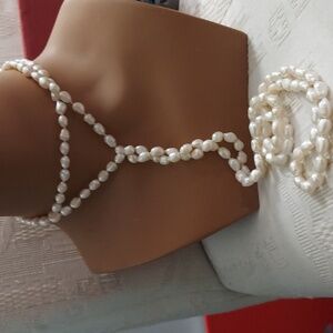Hand Knotted 58 Inch 12 mm Baroque Pearl Necklace